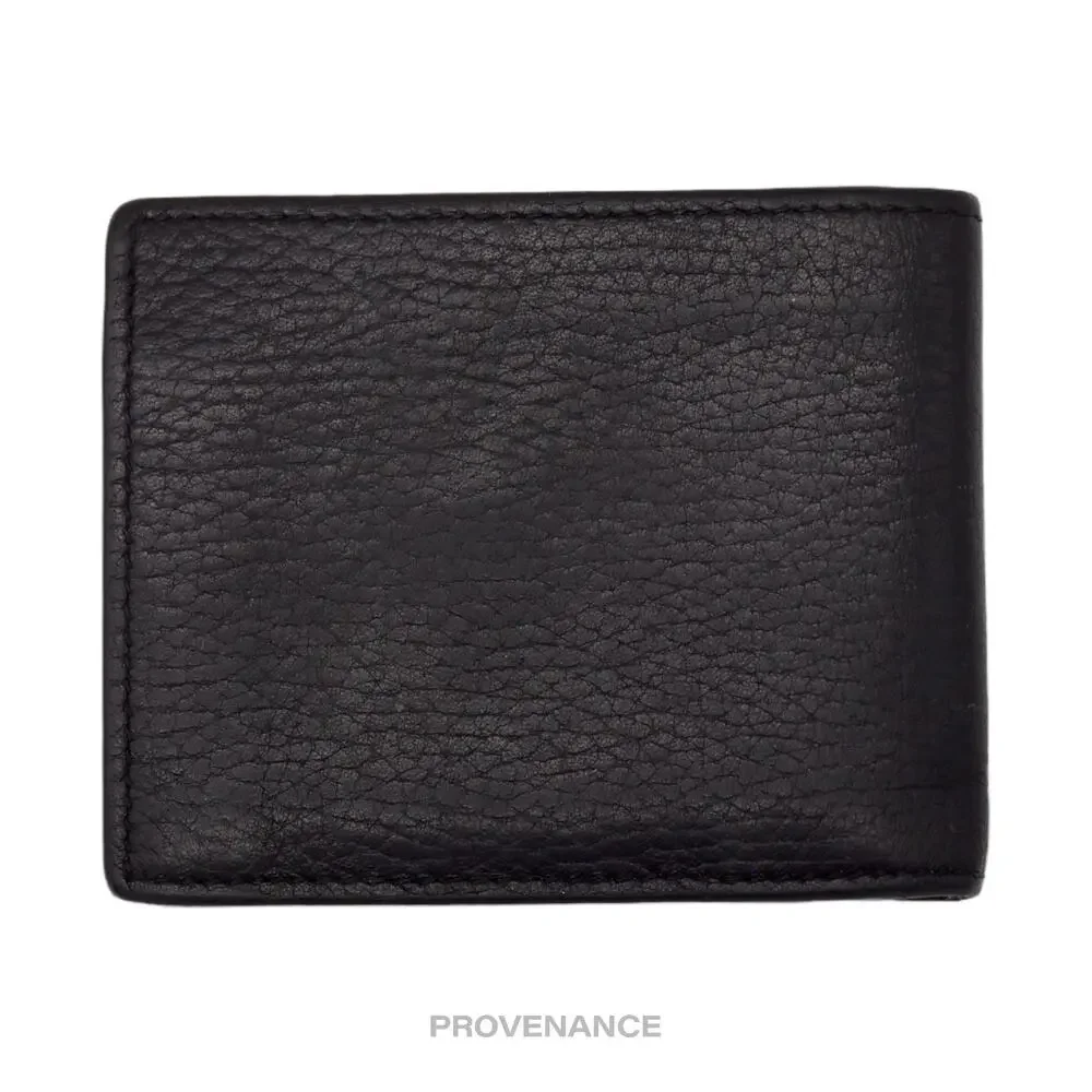🔴 Gucci GG Logo Bifold Wallet - Black/Yellow Leather